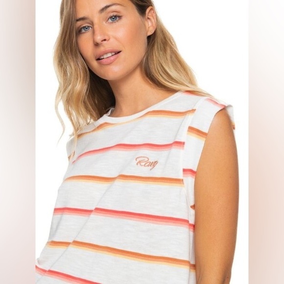 Roxy ARJZT05971 Colorful Rain Tank Top - Snow White Sunrise Stripe - Picture 2 of 7